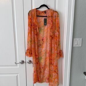 Wild Fable Orange Floral Sheer Kimono